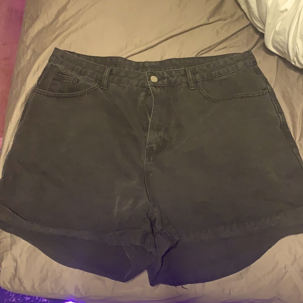 Faded Black Denim Shorts
